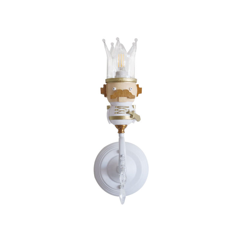Skørter | Single Light King Wall Light with Clear Crystal Cartoon Resin Wall Light in White for Stair Foyer