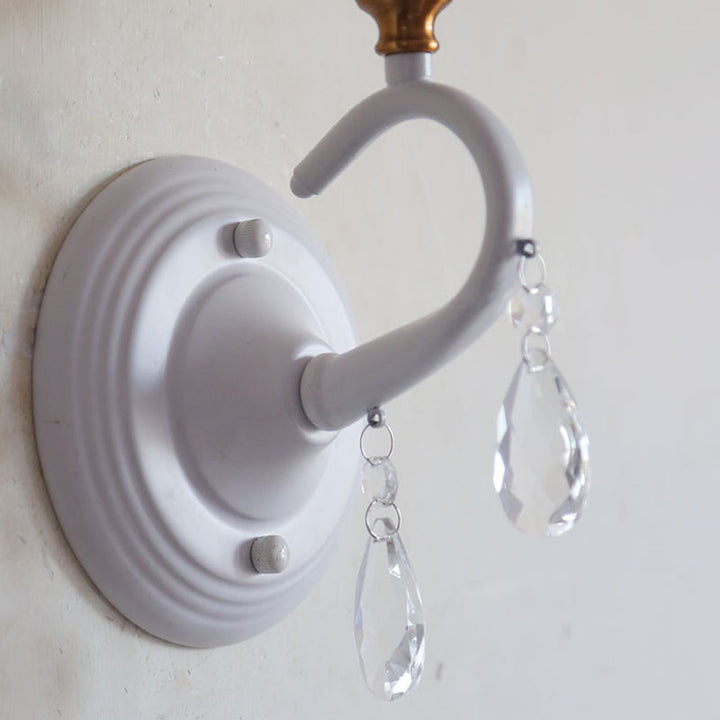 Skørter | Single Light King Wall Light with Clear Crystal Cartoon Resin Wall Light in White for Stair Foyer