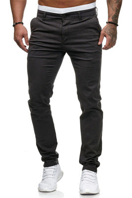 Men's Slim-Fit Chino Pants with Elastic Waistband and Modern Design Lisslune