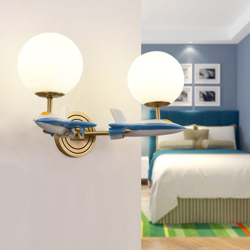 Lisslune | Living Room Spherical Wall Lamp with Airplane Glass Resin Contemporary Wall Lamp