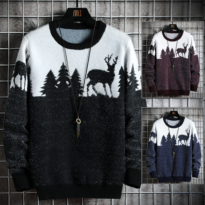 Men's Cozy Winter Sweater with Animal Motifs Lisslune