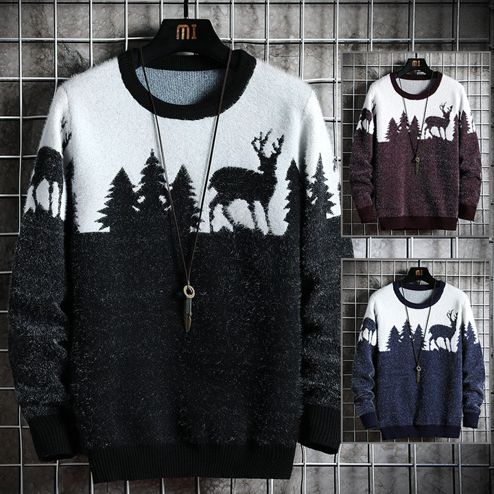Men's Cozy Winter Sweater with Animal Motifs Lisslune
