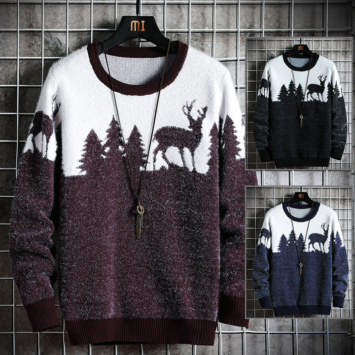 Men's Cozy Winter Sweater with Animal Motifs Lisslune