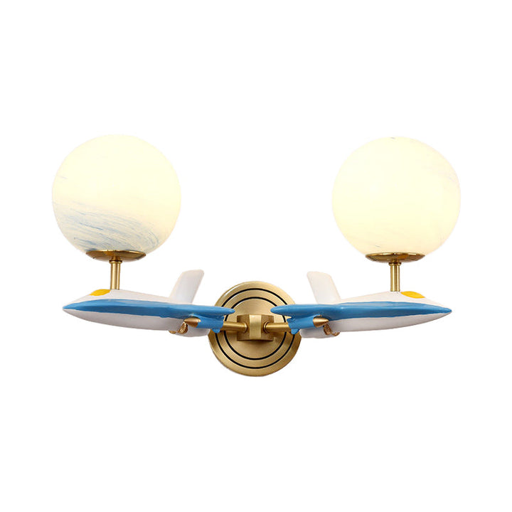 Lisslune | Living Room Spherical Wall Lamp with Airplane Glass Resin Contemporary Wall Lamp