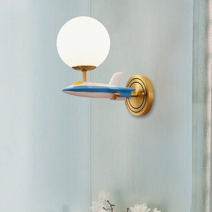Lisslune | Living Room Spherical Wall Lamp with Airplane Glass Resin Contemporary Wall Lamp