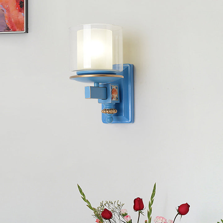 Skørter | Nordic Stylish Cylinder Wall Lamp with Shell Deco 1 Light Metal & Glass Wall Lamp for Staircase