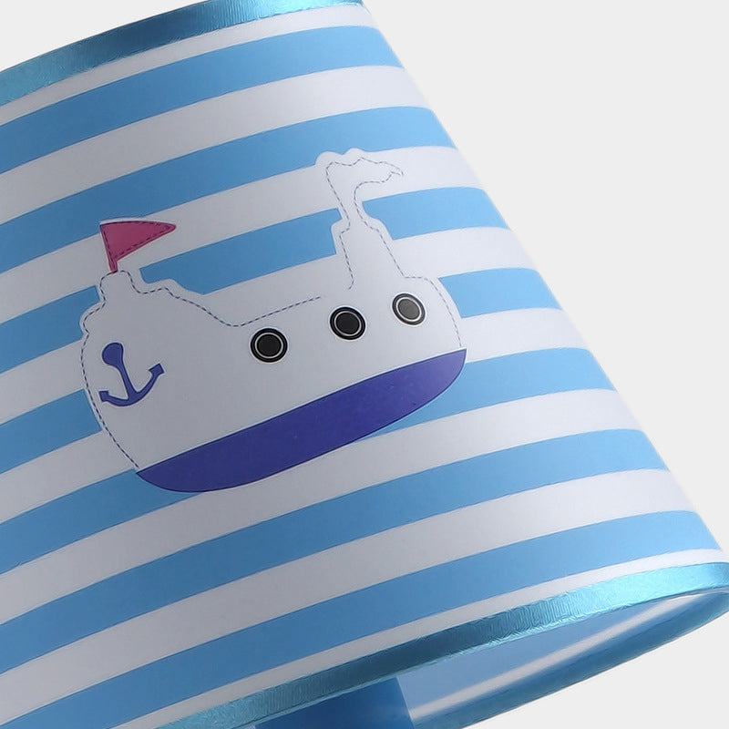 Skørter | Nautical Blue Wall Lamp Stripe Shade 1 Light Metal Wall Lamp with Cartoon Ship for Entrance