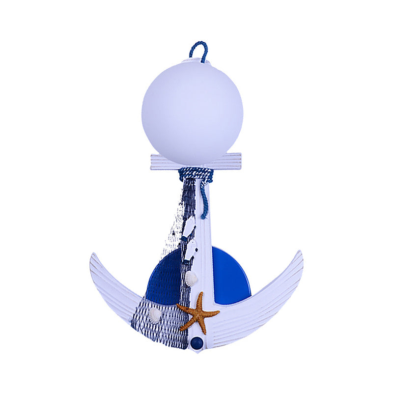 Skørter | White Orbit Shade Wall Lamp with Anchor 1 Light Nautical Metal Wall Light for Front Door