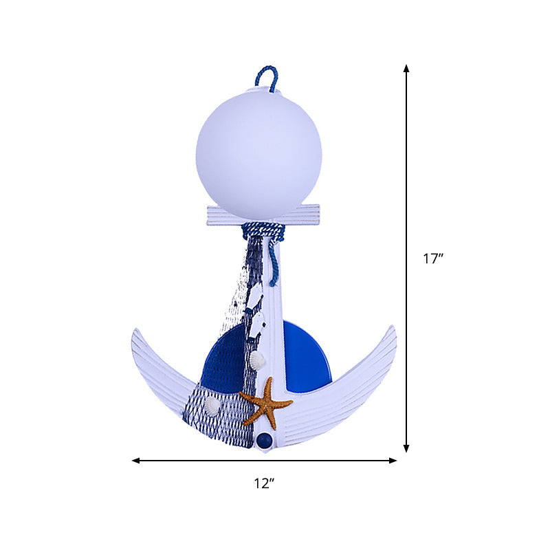 Skørter | White Orbit Shade Wall Lamp with Anchor 1 Light Nautical Metal Wall Light for Front Door