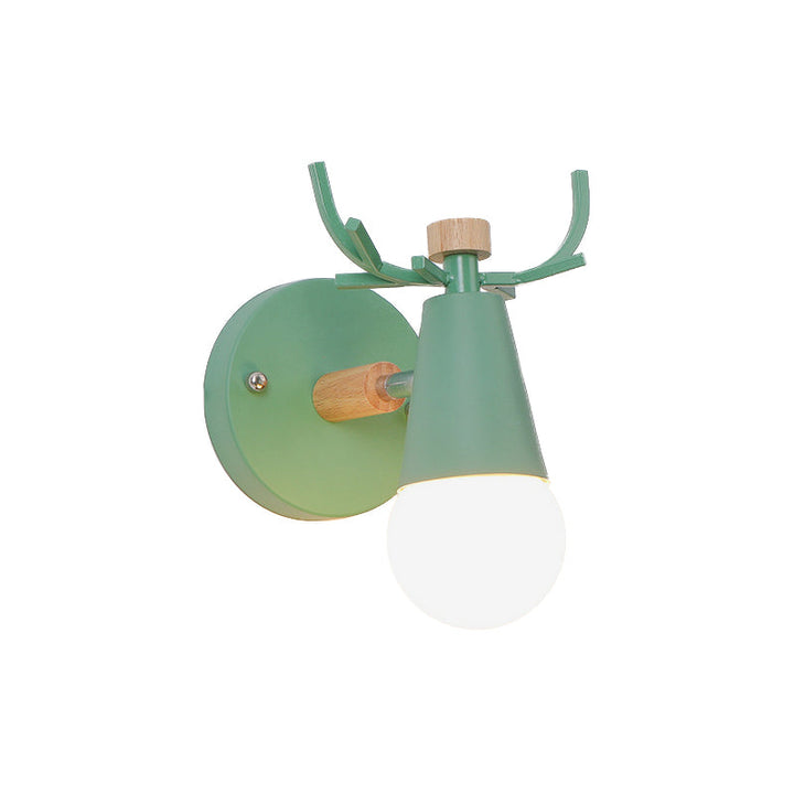 Skørter | Metal small cone wall lamp with deer antlers adjustable children's room 1 light Nordic style wall lamp
