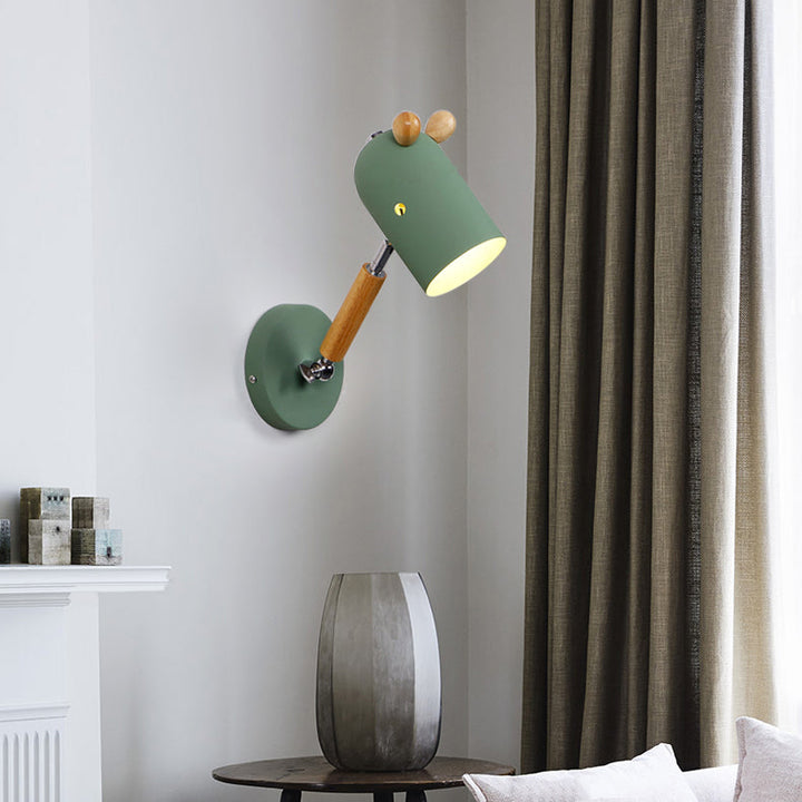 Skørter | Metal and Wooden Trojan Wall Lamp Rotatable 1 Bulb Nordic Style Wall Lamp for Porch Hall.