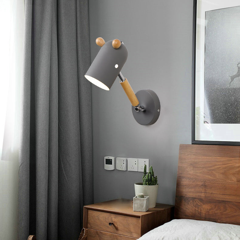 Skørter | Metal and Wooden Trojan Wall Lamp Rotatable 1 Bulb Nordic Style Wall Lamp for Porch Hall.