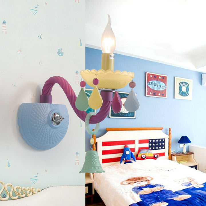Skørter | Children's Wall Lamp with Bell & Drop Decorative Glass in Multiple Colors for the Nursery