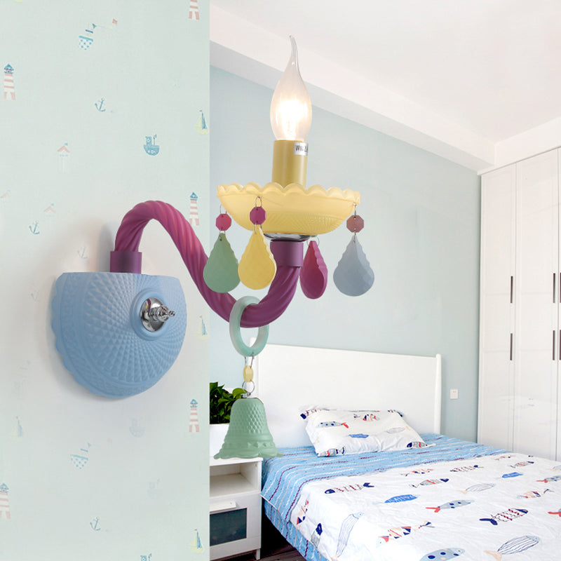 Skørter | Children's Wall Lamp with Bell & Drop Decorative Glass in Multiple Colors for the Nursery