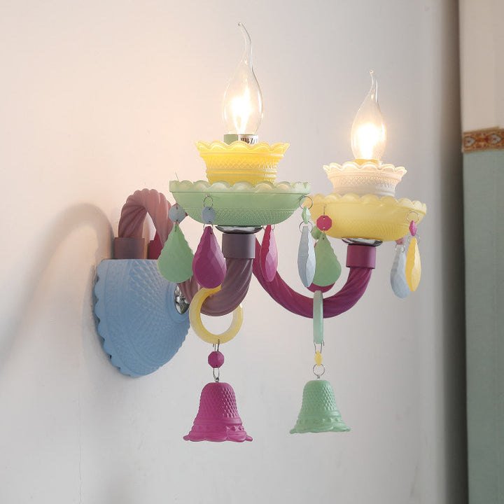 Skørter | Children's Wall Lamp with Bell & Drop Decorative Glass in Multiple Colors for the Nursery