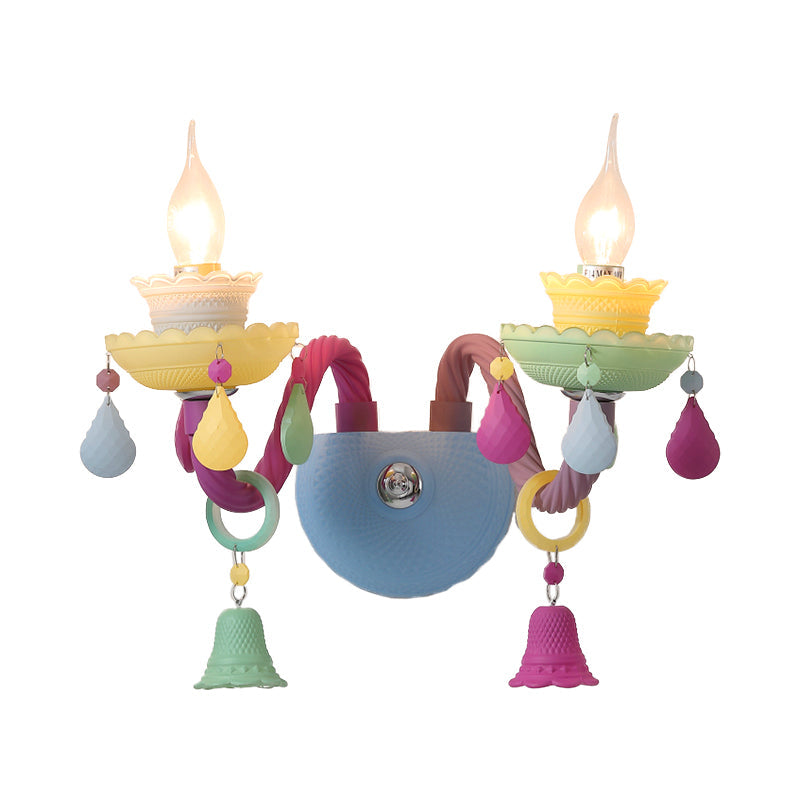 Skørter | Children's Wall Lamp with Bell & Drop Decorative Glass in Multiple Colors for the Nursery