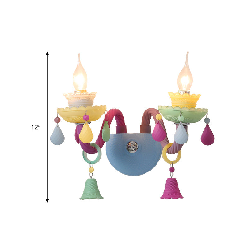 Skørter | Children's Wall Lamp with Bell & Drop Decorative Glass in Multiple Colors for the Nursery
