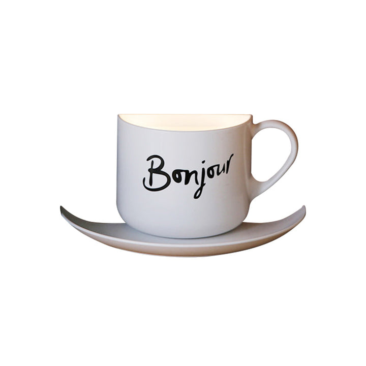 Skørter | White Coffee Cup Wall Lamp Modern Lovely Metal LED Night Light in White for Café