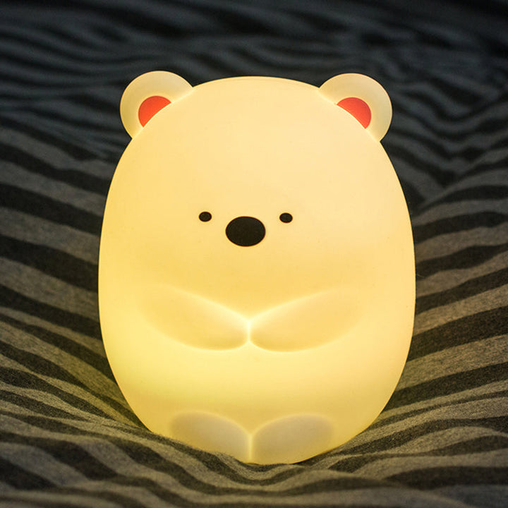 Skørter | Fat Bear Night Light Modern Sparkling LED Table Lamp in White for the Care Room