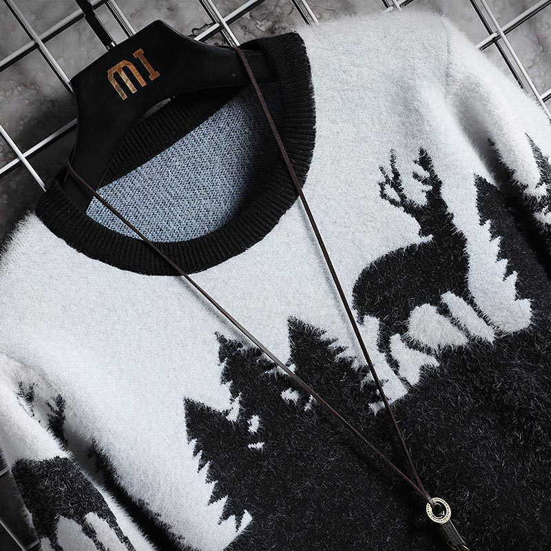 Men's Cozy Winter Sweater with Animal Motifs Lisslune