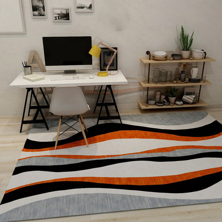 Lisslune | Novelty Stripe Wave Pattern Rug Colorful Polyester Rug Washable Rug for the Living Room