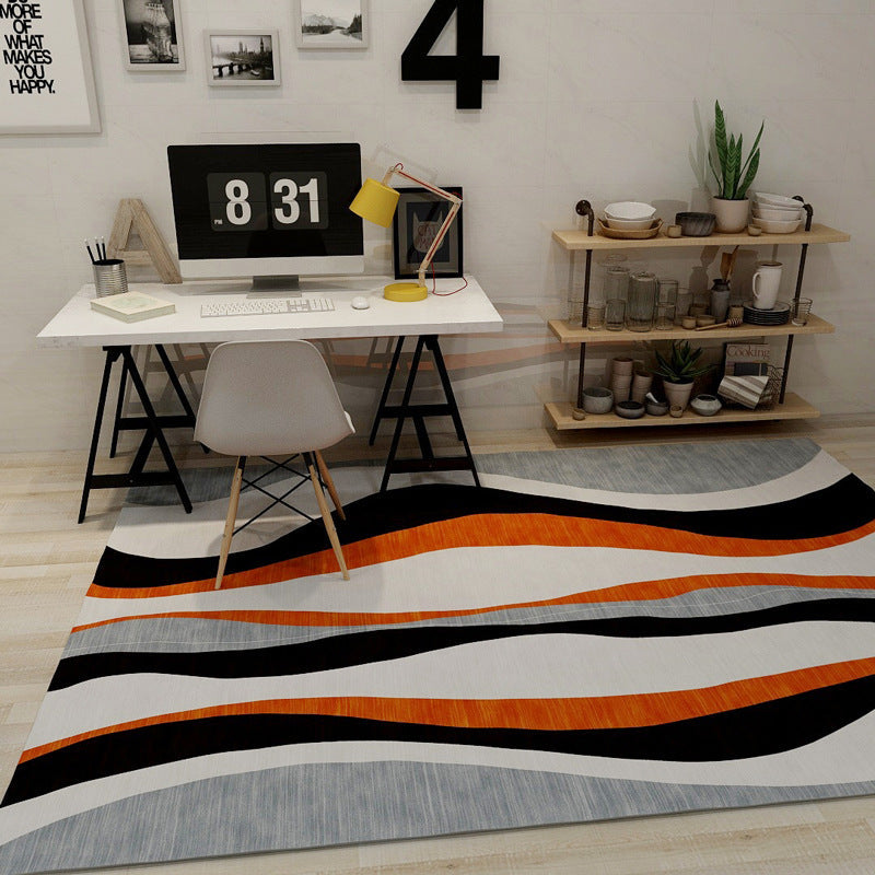 Lisslune | Novelty Stripe Wave Pattern Rug Colorful Polyester Rug Washable Rug for the Living Room