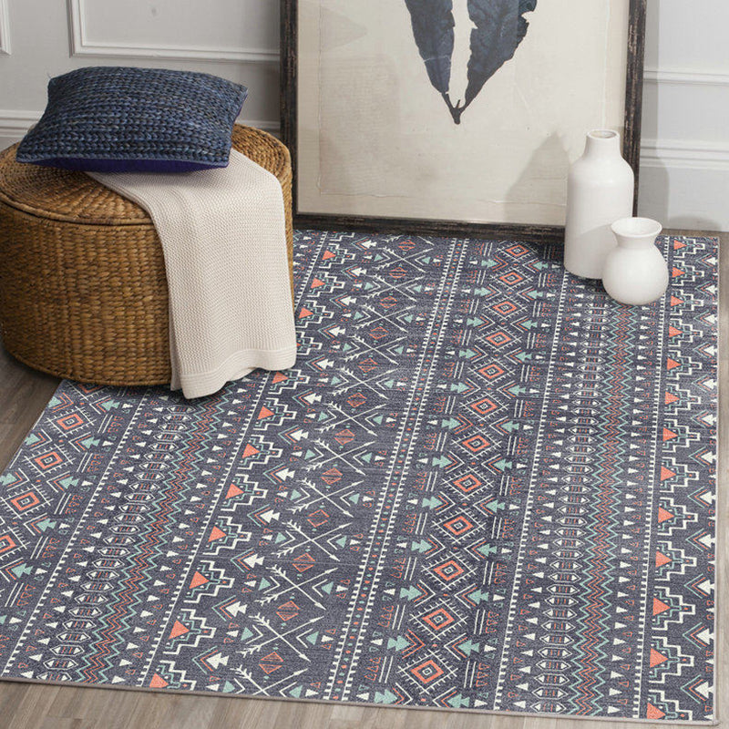Lisslune | Indian Tribal Indoor Carpet Striped Diamond Geometric Synthetic Stain Resistant Power Loom Area Rug for Living Room