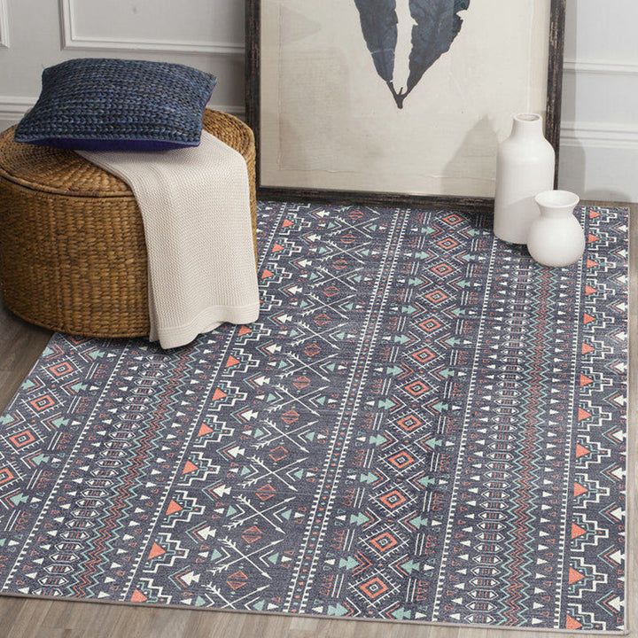 Lisslune | Indian Tribal Indoor Carpet Striped Diamond Geometric Synthetic Stain Resistant Power Loom Area Rug for Living Room