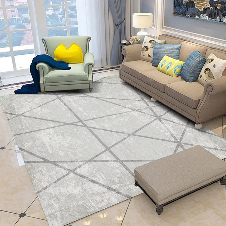 Lisslune | Scandinavian novelty carpet in gray geometric lines pattern carpet polyester washable carpet for home decor
