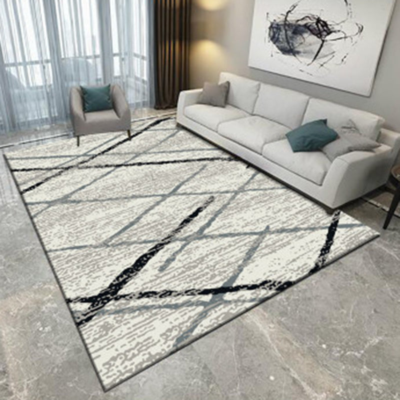 Lisslune | Ivory Bedroom Carpet New Arrival Geometric Diamond Pattern Carpet Polyester Washable Carpet