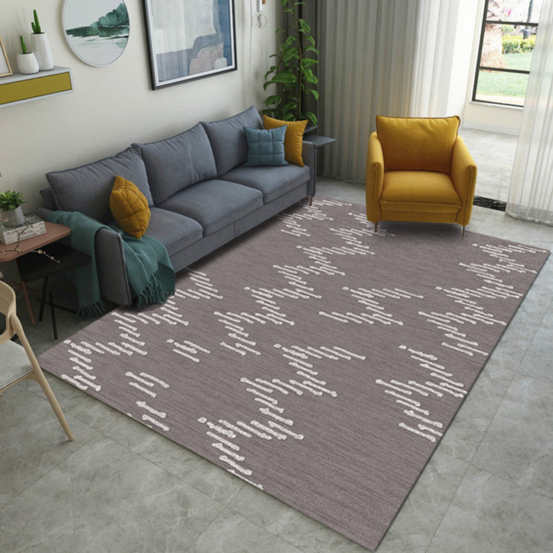 Lisslune | Brown carpet for the living room New geometric stripe pattern carpet Polyester washable carpet
