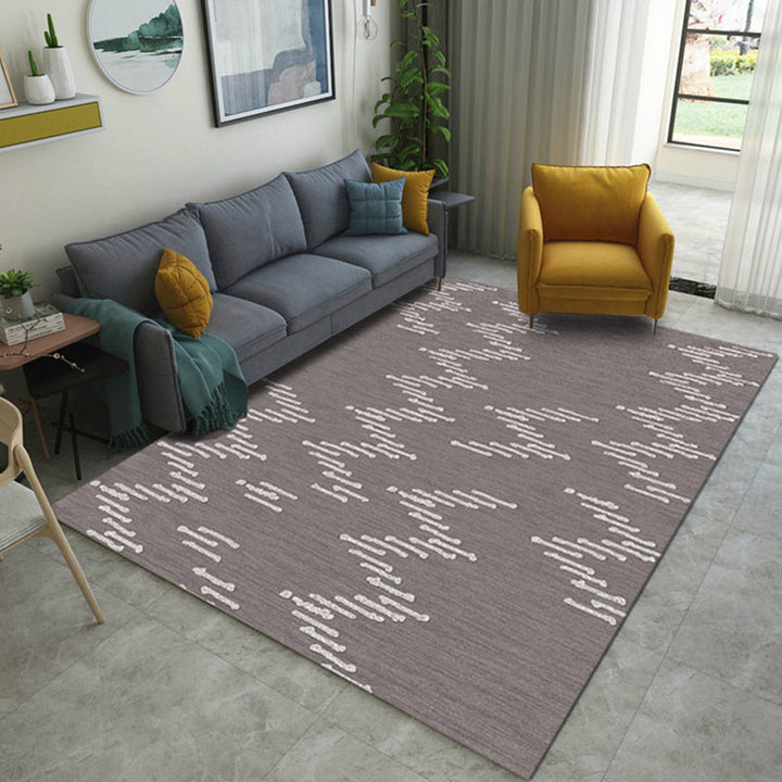 Lisslune | Brown carpet for the living room New geometric stripe pattern carpet Polyester washable carpet