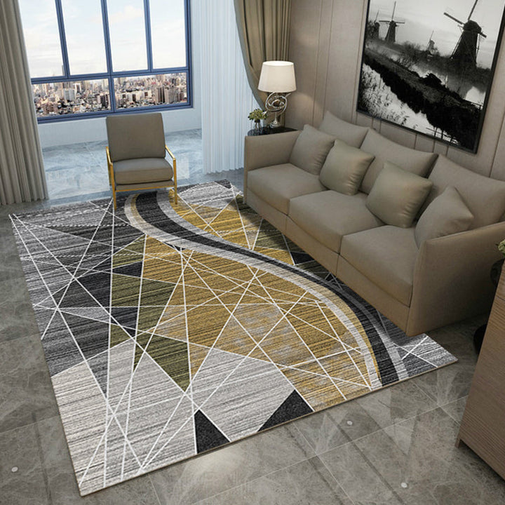 Lisslune | Colorful Round Bedroom Carpet Novelty Irregular Shape Pattern Area Rug Polyester Washable Carpet