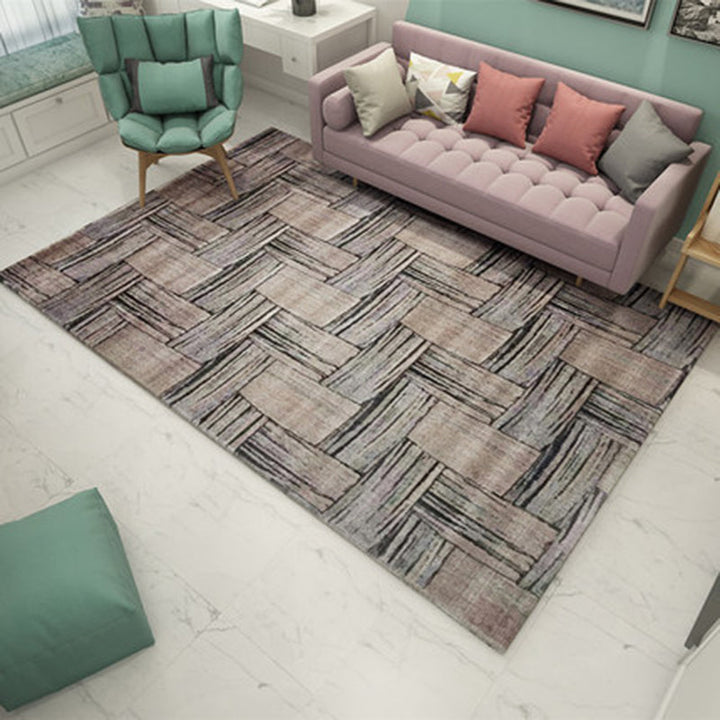 Lisslune | Novelty Living Room Rug in Brown Rectangular Print Rug Polyester Washable Rug