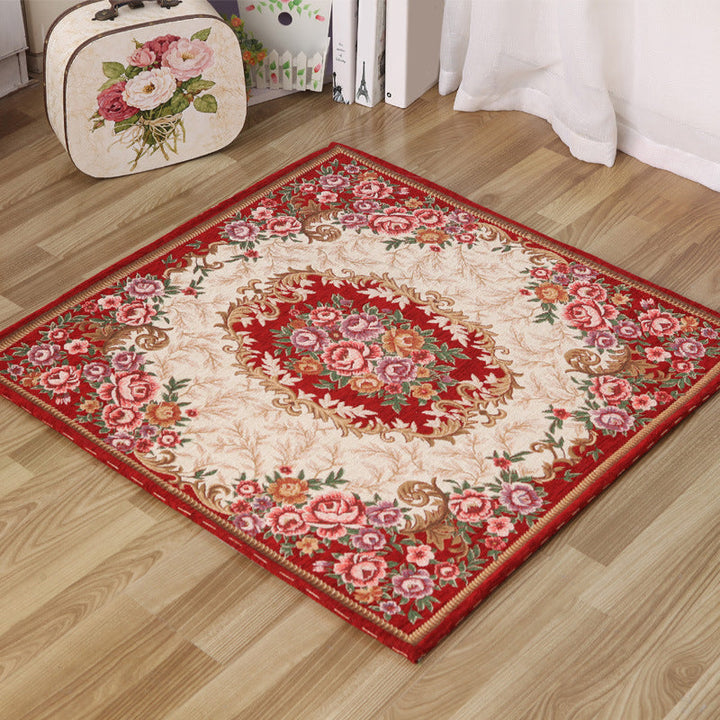 Lisslune | Moroccan Living Room Rug in Ivory Floral Print Pattern Rug Acrylic Non-Slip Machine Washable Rug