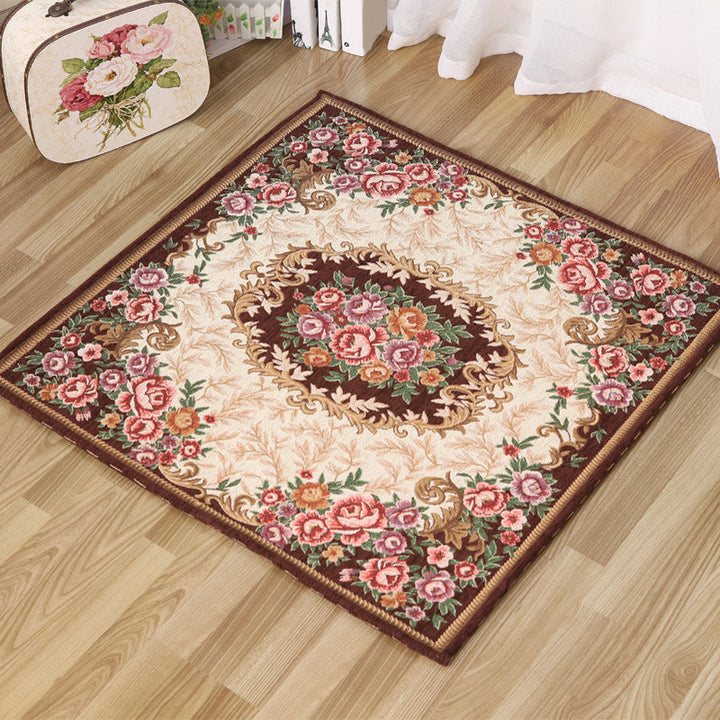 Lisslune | Moroccan Living Room Rug in Ivory Floral Print Pattern Rug Acrylic Non-Slip Machine Washable Rug