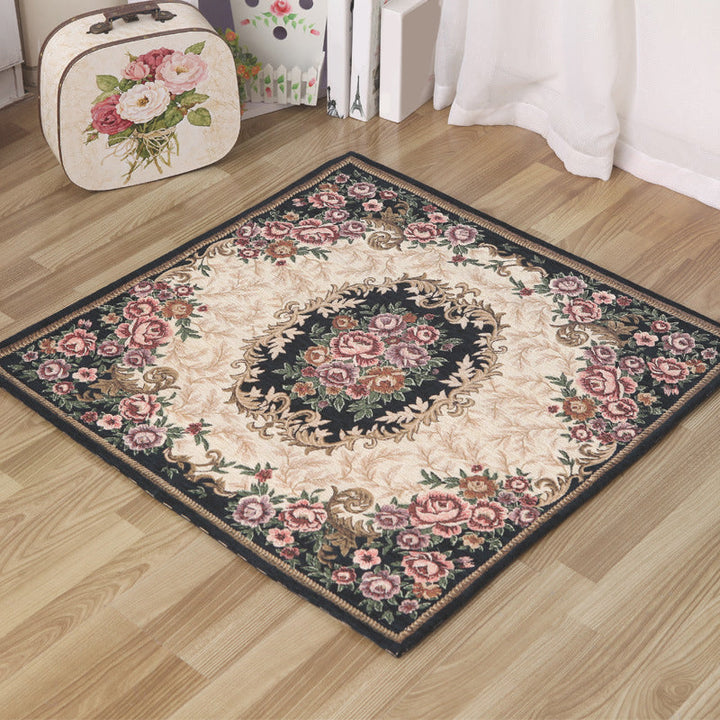 Lisslune | Moroccan Living Room Rug in Ivory Floral Print Pattern Rug Acrylic Non-Slip Machine Washable Rug