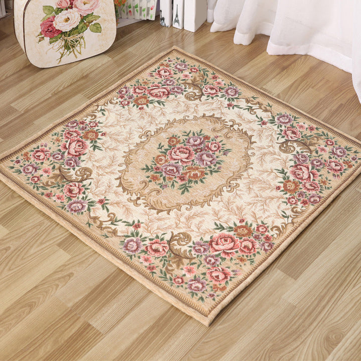 Lisslune | Moroccan Living Room Rug in Ivory Floral Print Pattern Rug Acrylic Non-Slip Machine Washable Rug