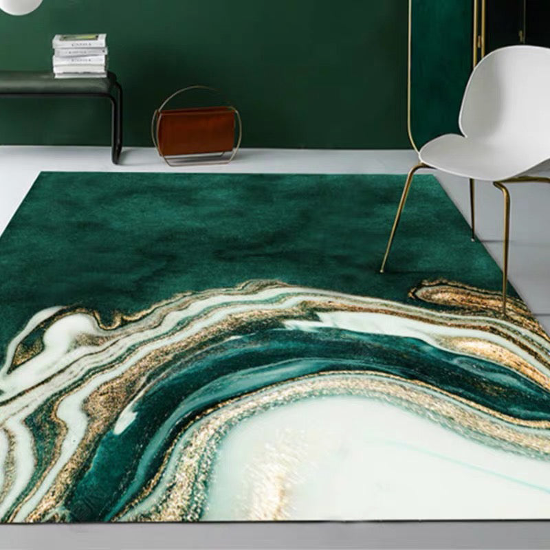 Lisslune | Large Bedroom Rug Modern Abstract Marble Pattern Area Rug Polyester Washable Rug