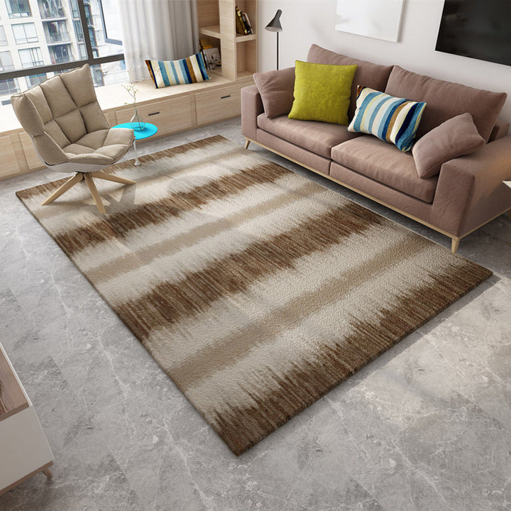 Lisslune | Modern Living Room Rug in Brown Abstract Triangle Circle Stripe Pattern Rug Polyester Washable Area Rug
