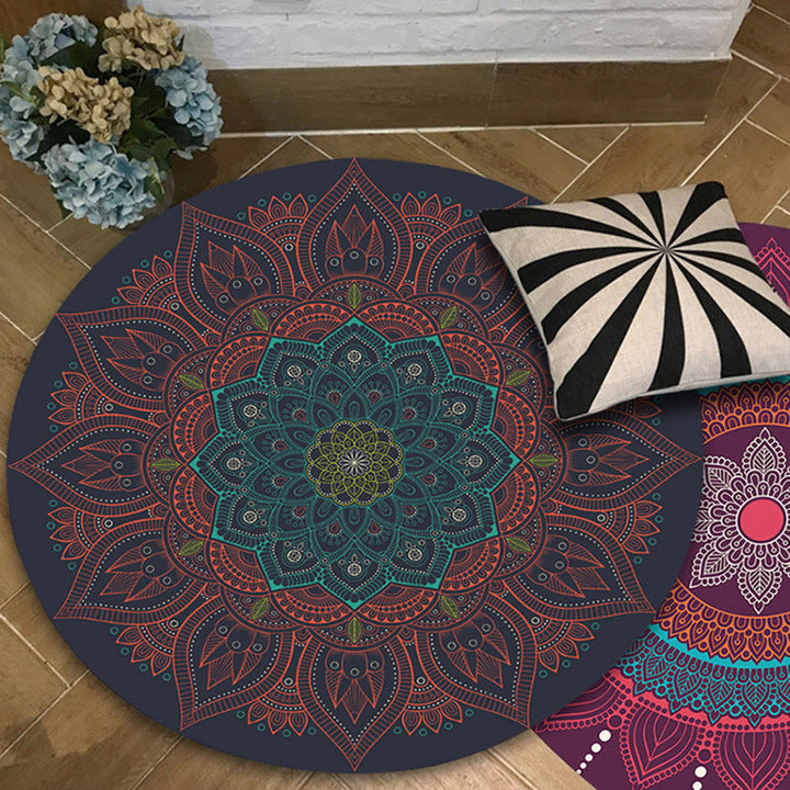 Lisslune | Stylish Floral Pattern Carpet Brown Persian Carpet Flannel Non-Slip Backing Washable Carpet for Living Room
