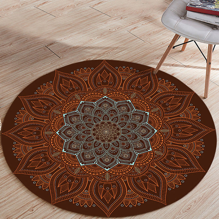 Lisslune | Stylish Floral Pattern Carpet Brown Persian Carpet Flannel Non-Slip Backing Washable Carpet for Living Room