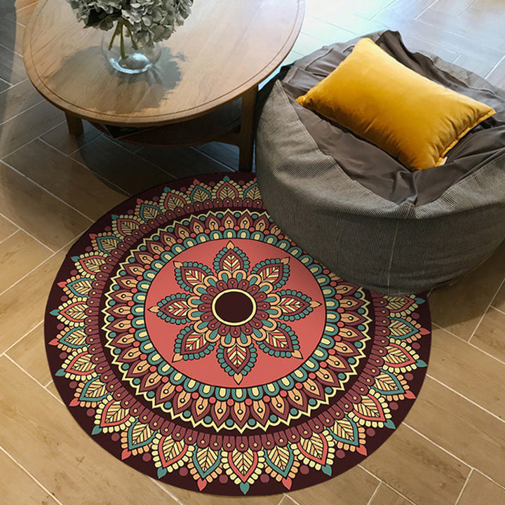 Lisslune | Brown and Yellow Persian Carpet Flannel Floral Pattern Carpet Washable Non-Slip Underlay Carpet for Living Room