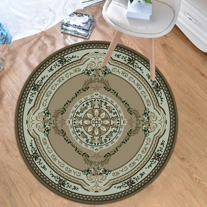 Lisslune | Moroccan living room rug in green floral leaf pattern print rug polyester non-slip backing rug