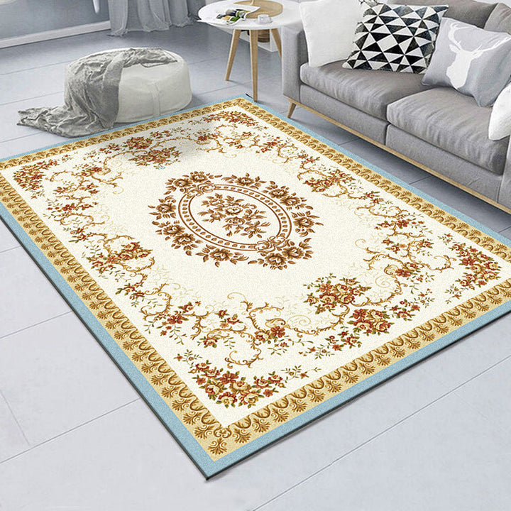 Lisslune | American controlled pattern carpet with striped multicolor polyester machine washable non-slip area rug for bedroom