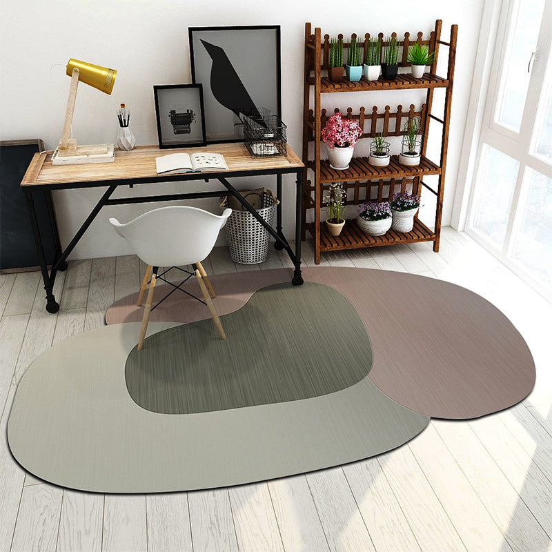 Lisslune | Irregular Bedroom Carpet in Brown and Blue Modern Color Block Pattern Area Rug Polyester Machine Washable Carpet