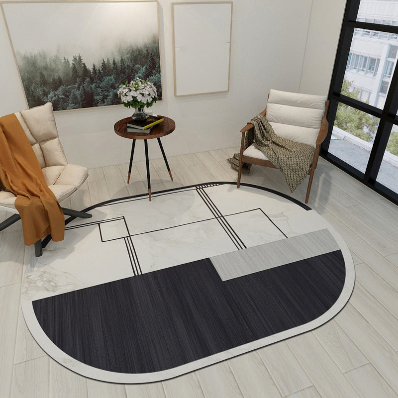 Lisslune | Modern Living Room Irregular Rug Colorful Color Block Pattern Rug Polyester Stain Resistant Area Rug