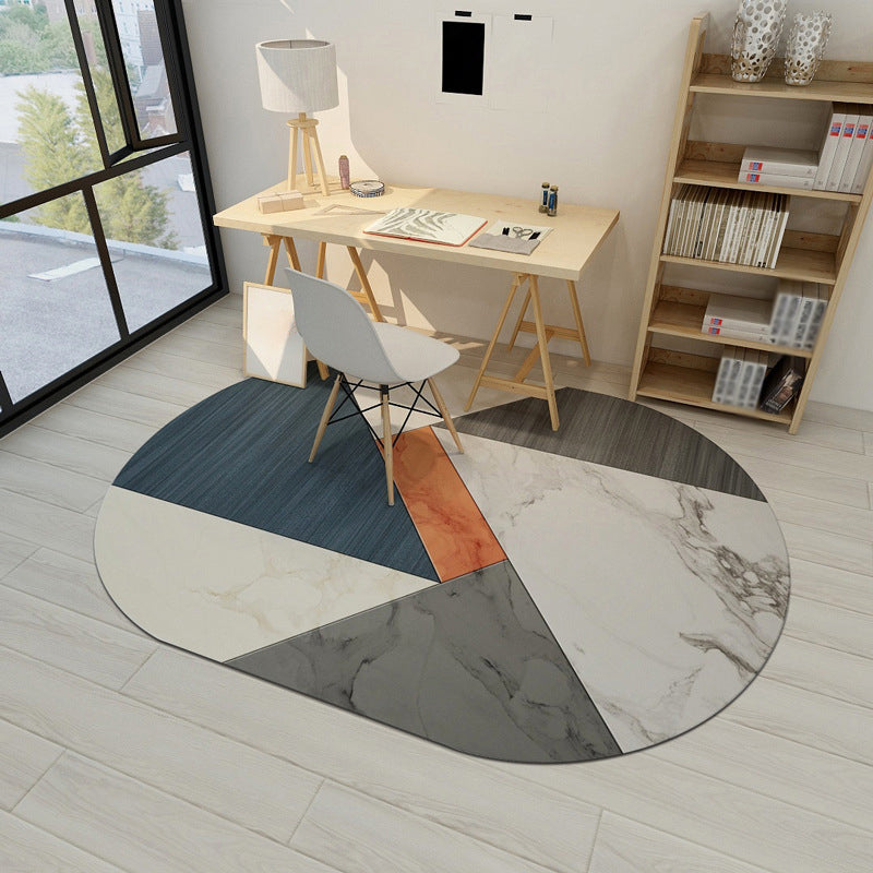 Lisslune | Modern Living Room Irregular Rug Colorful Color Block Pattern Rug Polyester Stain Resistant Area Rug