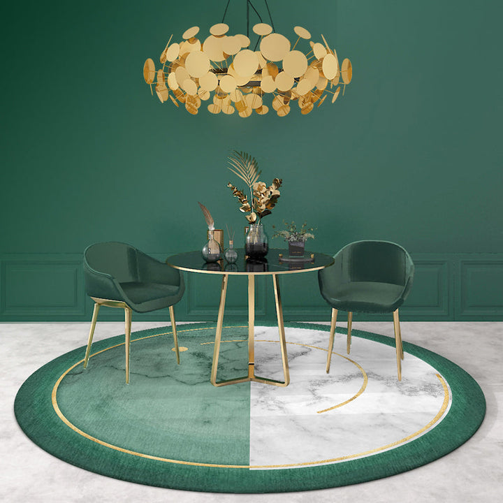 Lisslune | Green circles pattern carpet polyester modern rug washable non-slip pet-friendly rug for the living room