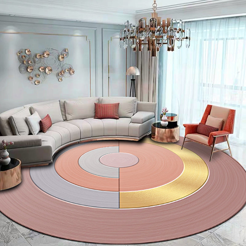 Lisslune | Green circles pattern carpet polyester modern rug washable non-slip pet-friendly rug for the living room